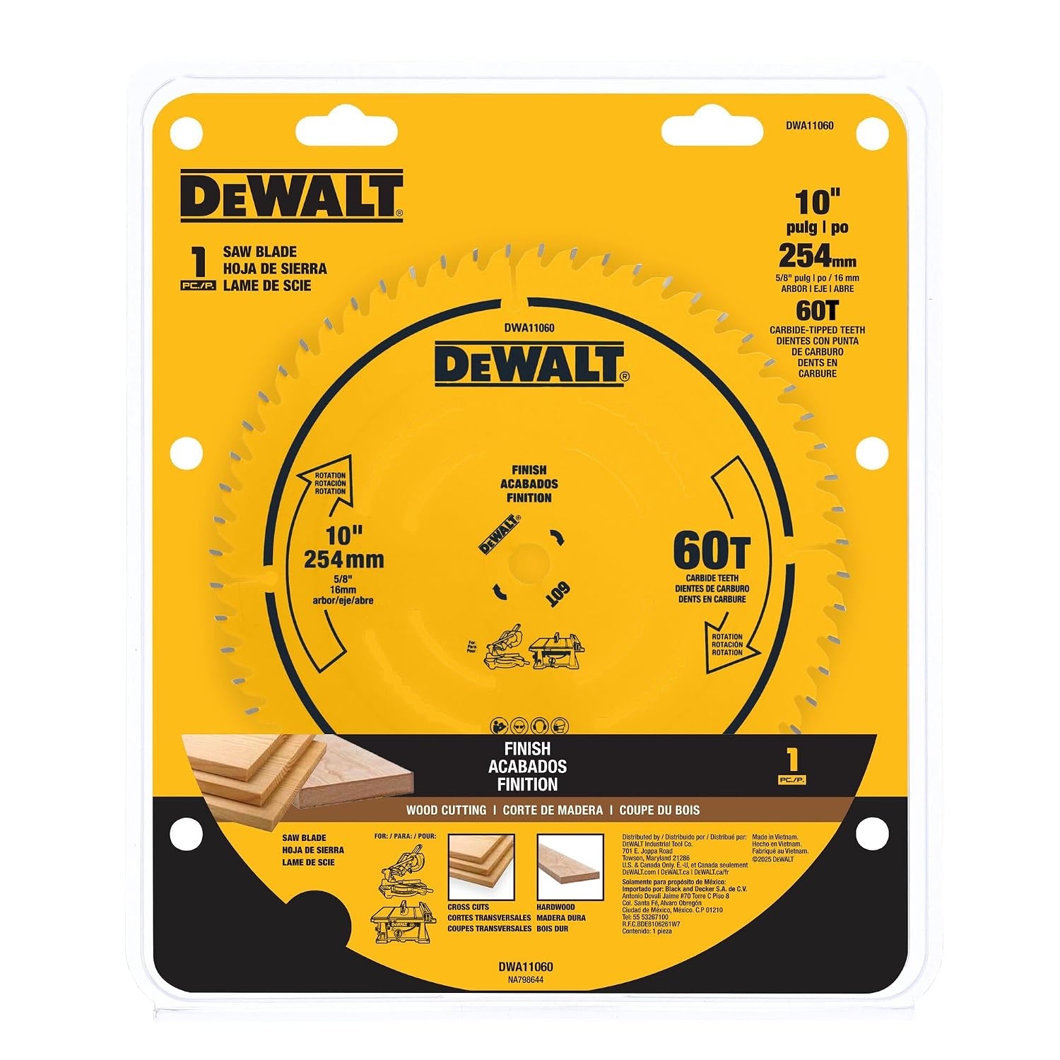 image:imageDEWALT 10 in 24 Tooth General Purpose Saw Blade Ultra Sharp Carbide Table Saw Blade DWA1102410 60 Teeth