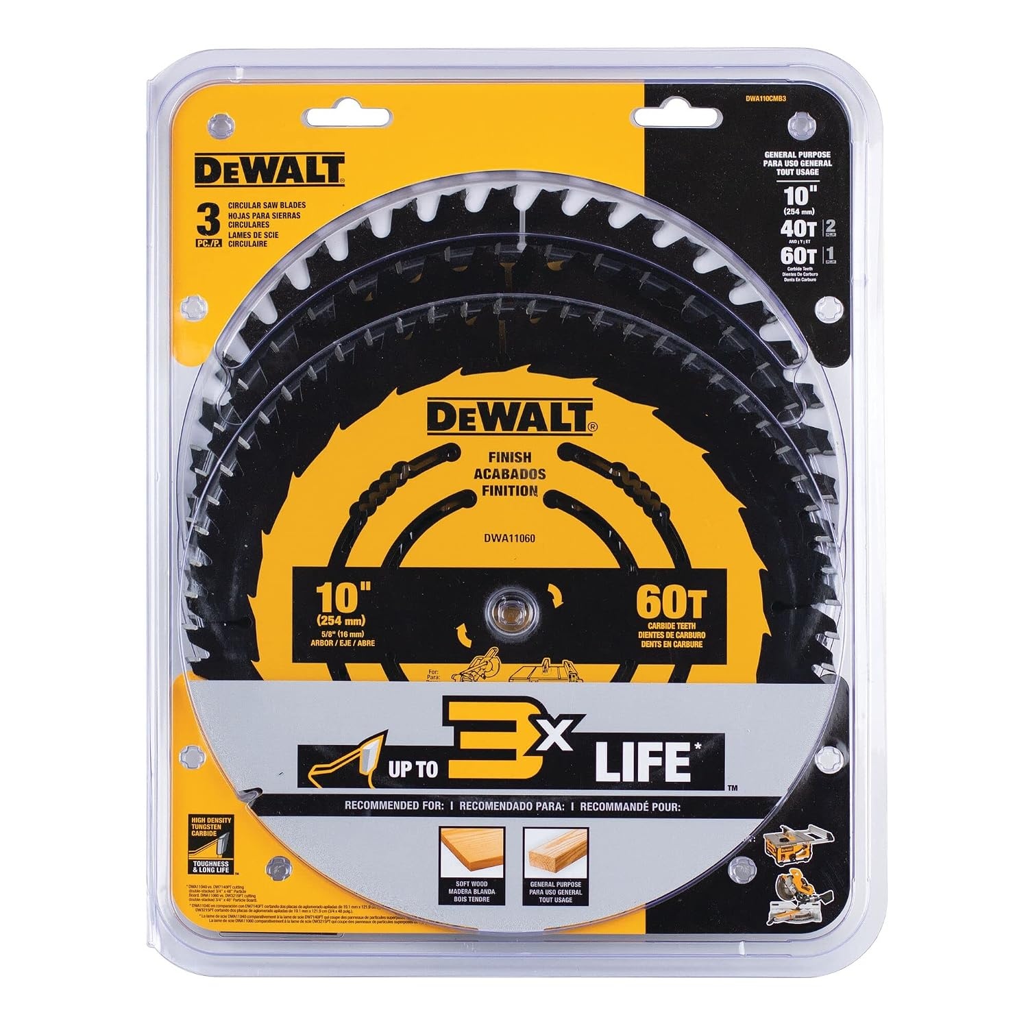 image:imageDEWALT 10 in 24 Tooth General Purpose Saw Blade Ultra Sharp Carbide Table Saw Blade DWA1102410 Inches Pack of 5
