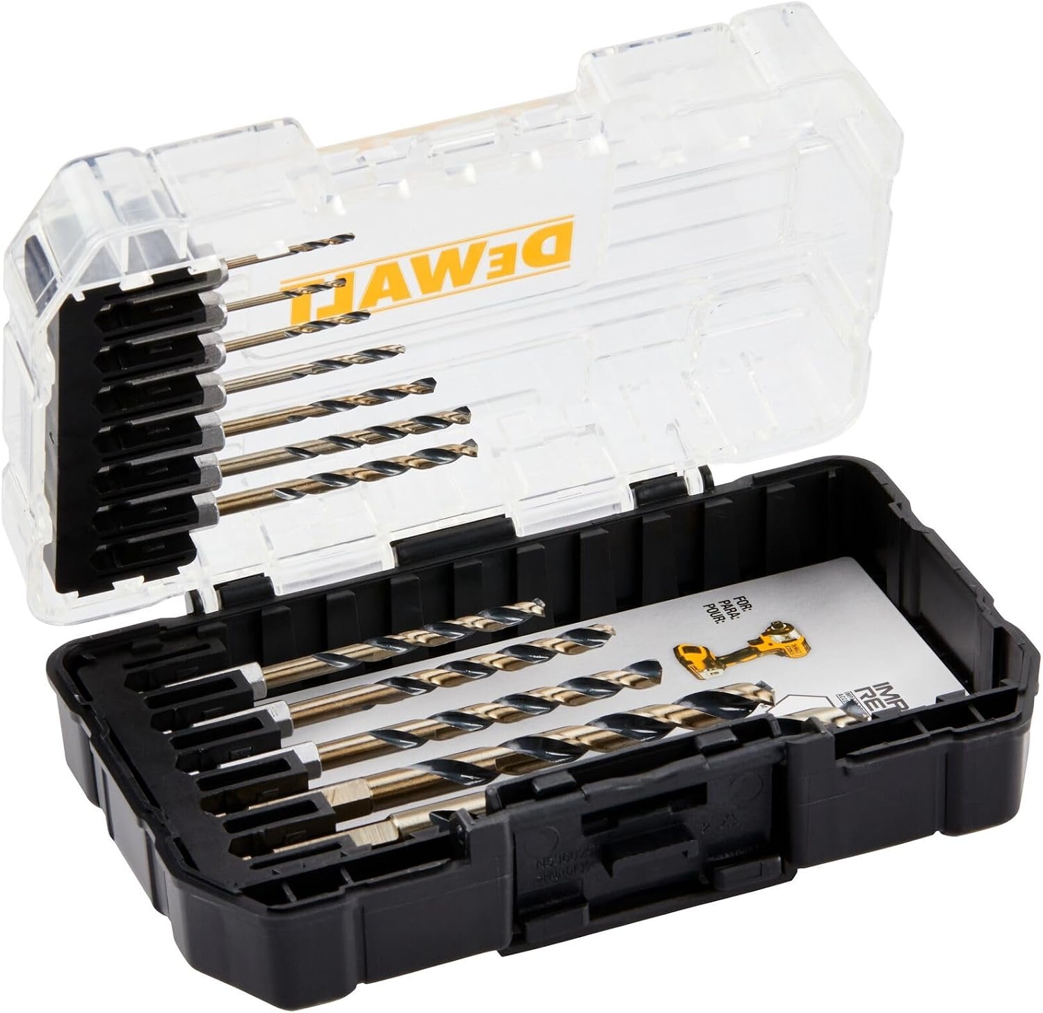 image:imageDEWALT 12 Pc Black and Gold Drill Bit Set Premium Finish Impact Driver Bit Set for Metal Plastic and Wood DWAH1182
