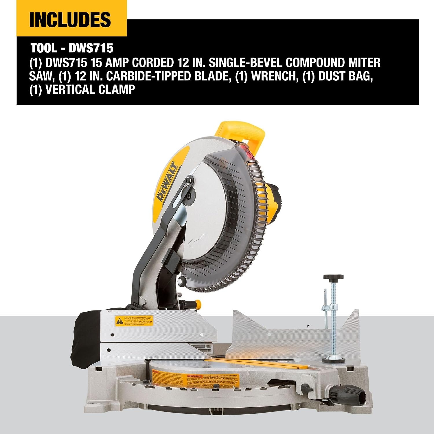 image:imageDEWALT 12Inch Miter Saw 15Amp Single Bevel Compound DWS715