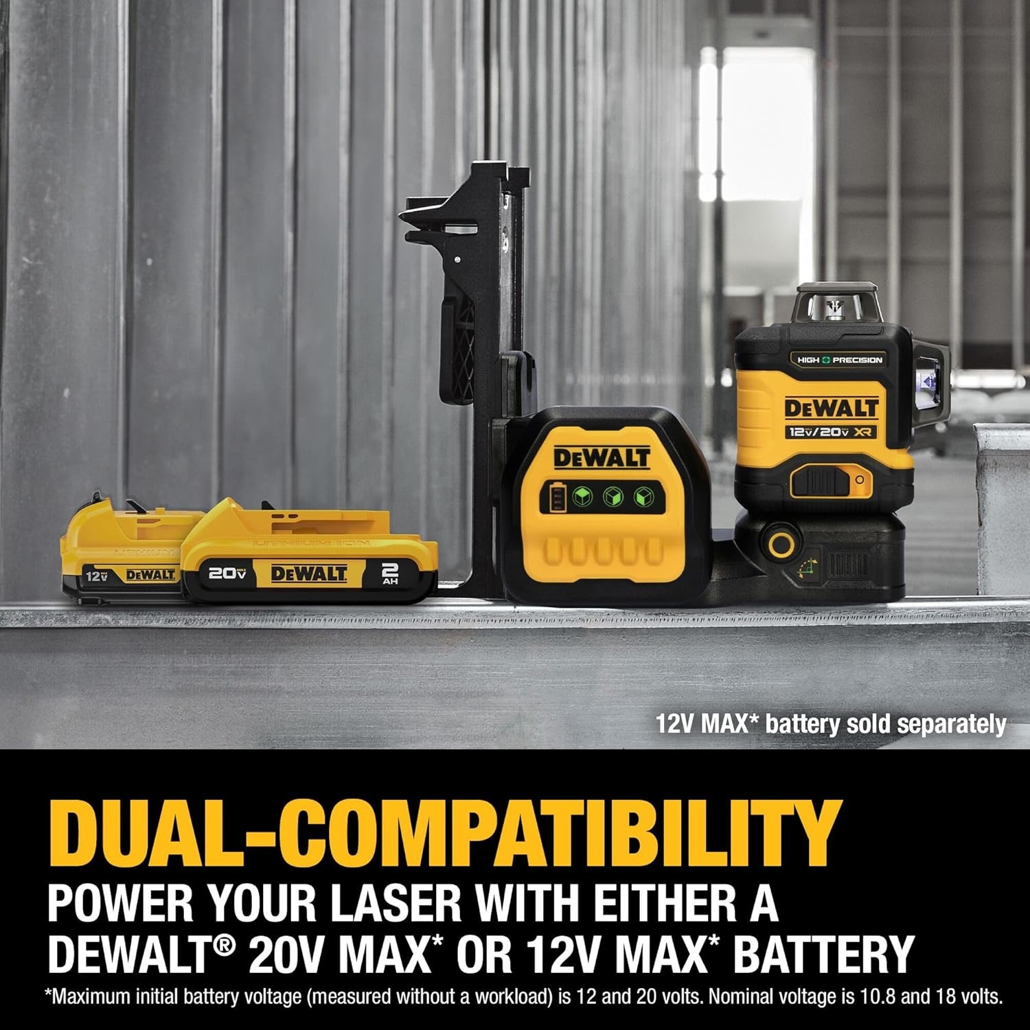 image:imageDEWALT 12V20V MAX XR Line Laser High Precision 3 X 360 Green Battery and Charger Included DCLE34033D1