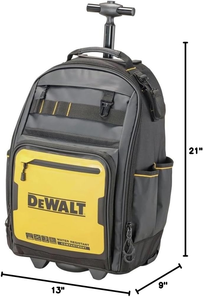 image:imageDEWALT 18 Inch Rolling Tool Storage Bag with 27 Pockets DWST560107Backpack on Wheels