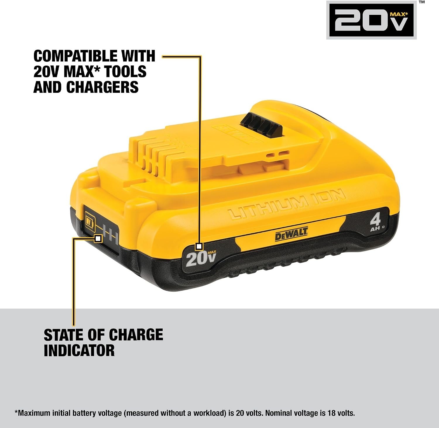 image:imageDEWALT 20V MAX 4 Ah Lithium Ion Battery 2Pack DCB240220V MAX