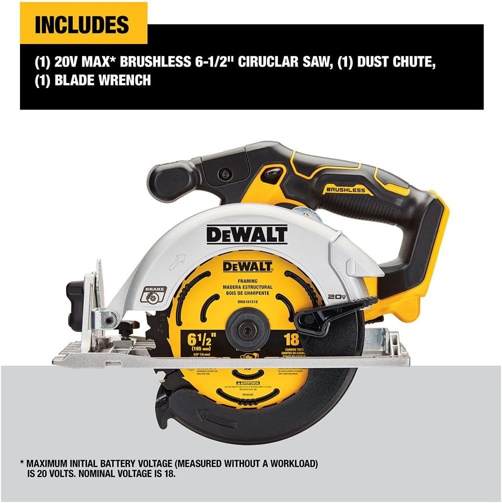 image:imageDEWALT 20V MAX 612 in Brushless Cordless Circular Saw Tool Only DCS565B612Inch