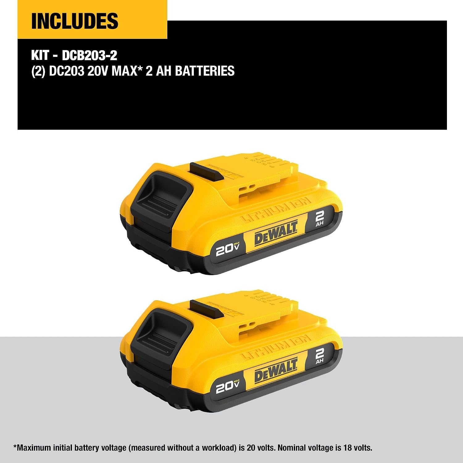 image:imageDEWALT 20V MAX Battery Compact 20Ah Double Pack DCB203220 Ah Double Pack