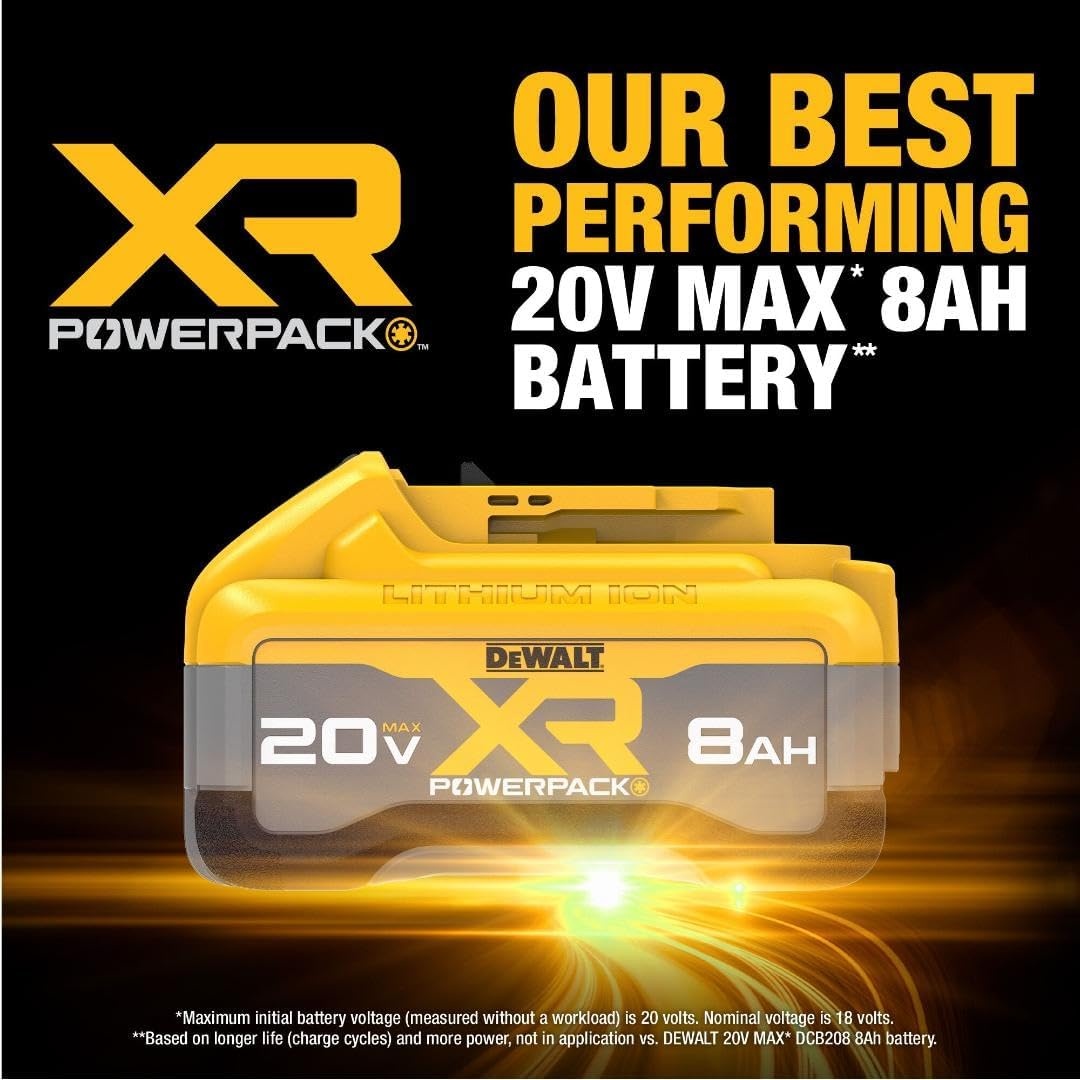 image:imageDEWALT 20V MAX Battery Premium 60Ah Double Pack DCB206220V MAX XR 8Ah POWERPACK
