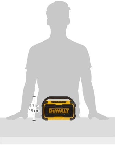 image:imageDEWALT 20V MAX Bluetooth Speaker 100 ft Range Durable for Jobsites Phone Holder Included Lasts 810 Hours with Single Charge DCR010 Black Yellow