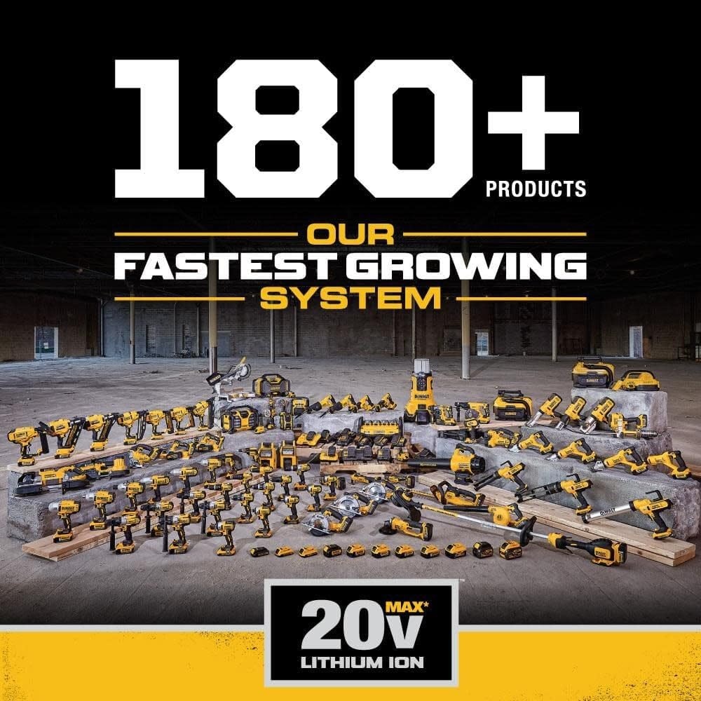 image:imageDEWALT 20V MAX Bluetooth Speaker 100 ft Range Durable for Jobsites Phone Holder Included Lasts 810 Hours with Single Charge DCR010 Black Yellow