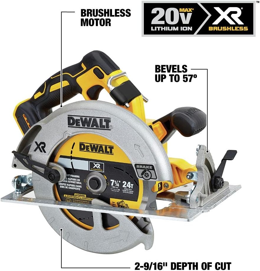 image:imageDEWALT 20V MAX Circular Saw Cordless with Brake 714 Inch Tool Only DCS570BCircular Saw Only