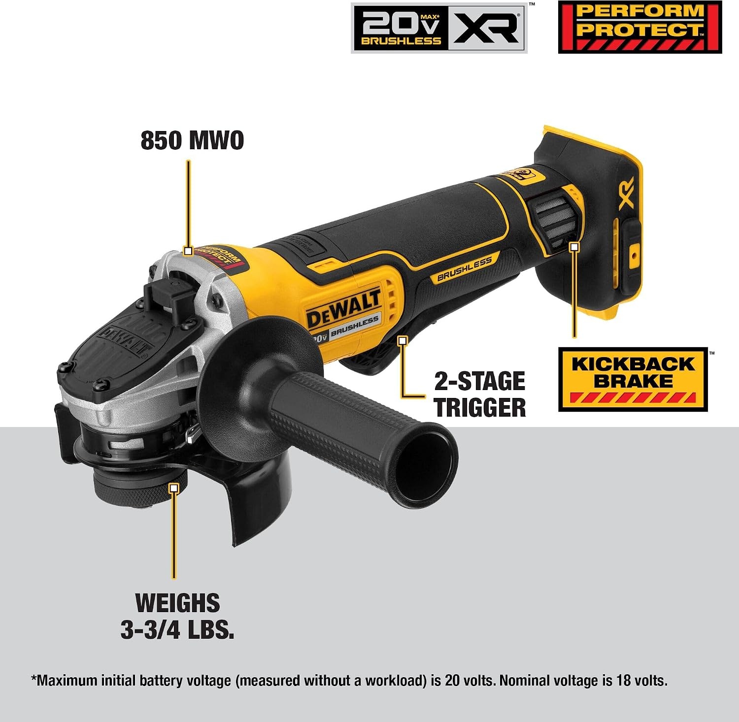 image:imageDEWALT 20V MAX Cordless 4 12 Inch PaddleSwitch Grinder Bare Tool Only DCG408BOne Size