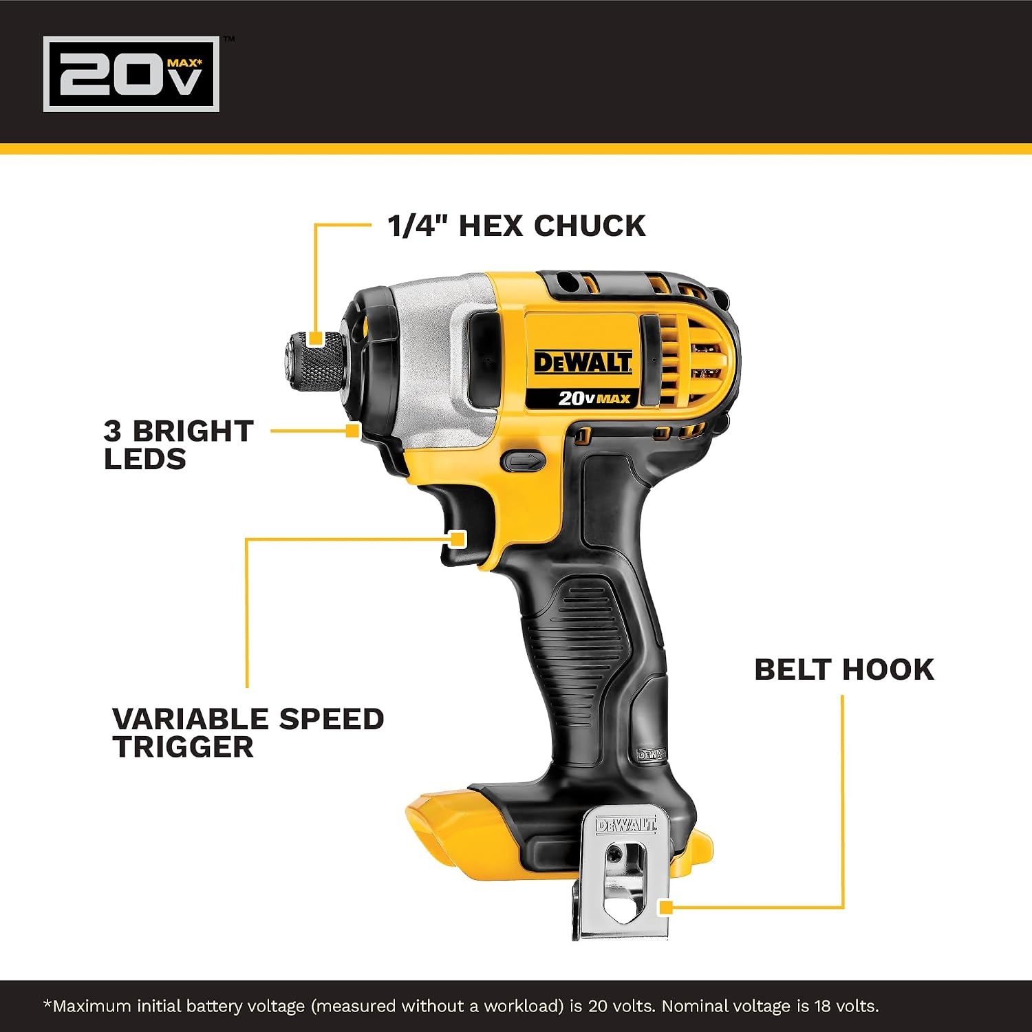 image:imageDEWALT 20V MAX Cordless Drill and Impact Driver Power Tool Combo Kit Includes 2 Batteries Charger and Bag DCK240C2