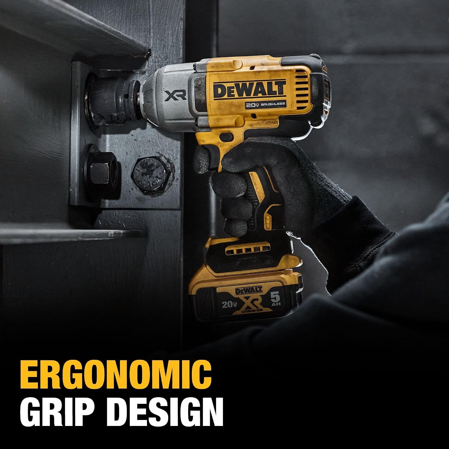 image:imageDEWALT 20V MAX Cordless Impact Wrench with Hog Ring Anvil Brushless High Torque 12 Impact Gun 4Mode Speed Includes Battery Charger and Kit Bag DCF900P1Impact Wrench Kit
