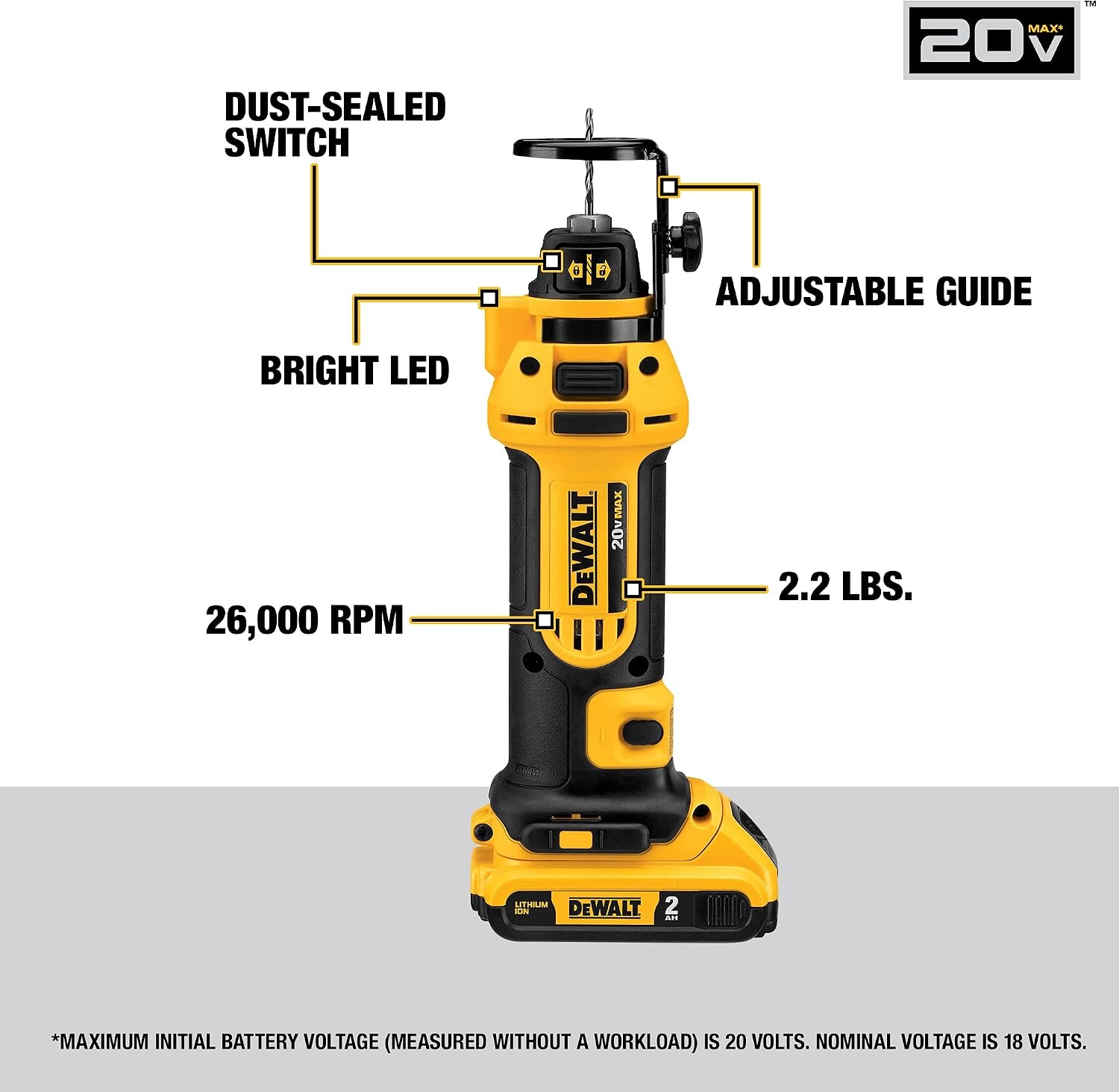 image:imageDEWALT 20V MAX Drywall CutOut Tool Kit DCS551D2CutOut Tool Kit Only