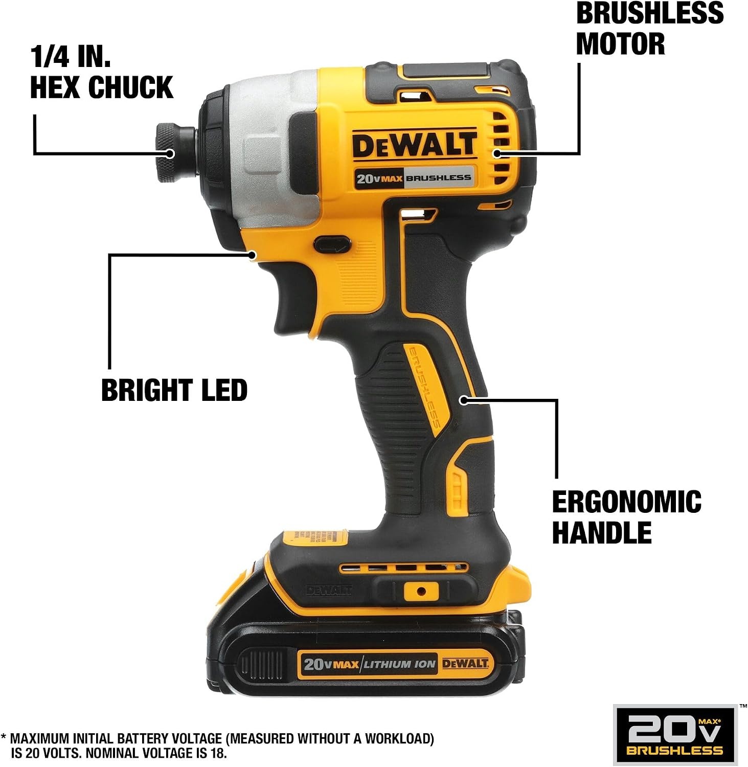 image:imageDEWALT 20V MAX Impact Driver 14 Inch Battery and Charger Included DCF787D1