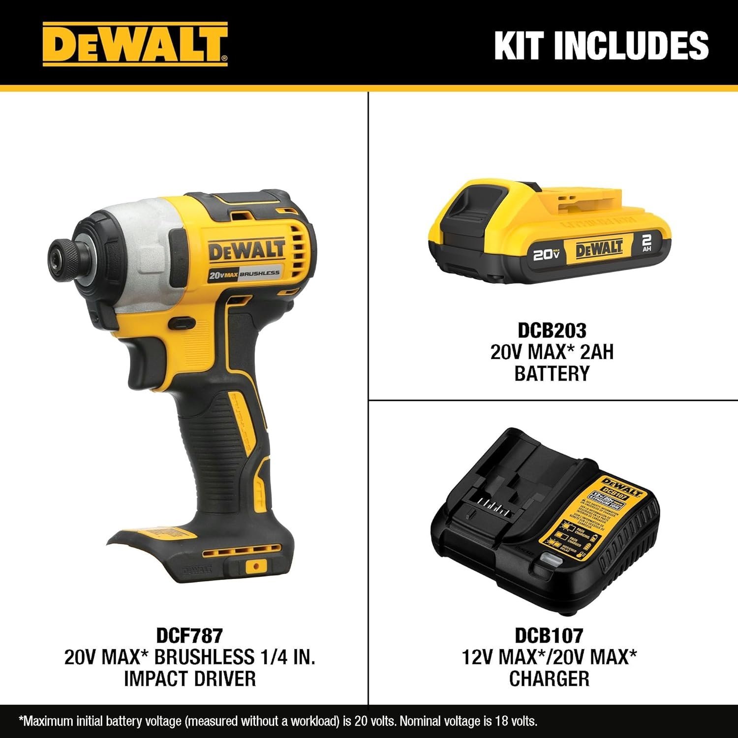 image:imageDEWALT 20V MAX Impact Driver 14 Inch Battery and Charger Included DCF787D1