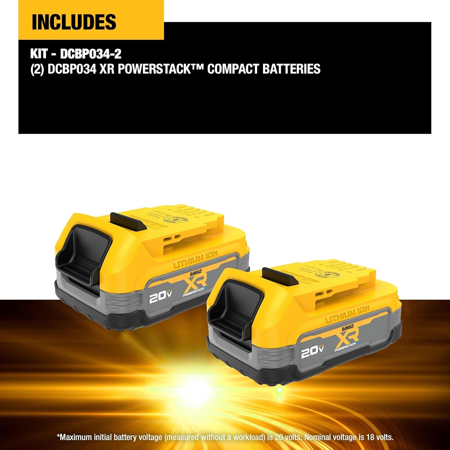 image:imageDEWALT 20V MAX POWERSTACK Lithium Ion Battery 2 Pack DCBP0342