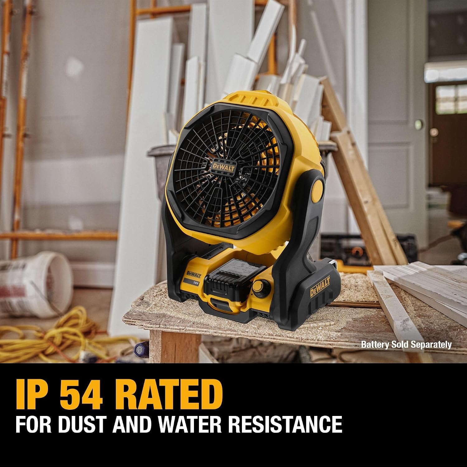 image:imageDEWALT 20V MAX Portable Fan Battery Powered Rechargeable Cordless Shop Fan Up to 45 Hrs Runtime Variable Speed 650 CFM Tool Only DCE512BJobsite Fan NEW
