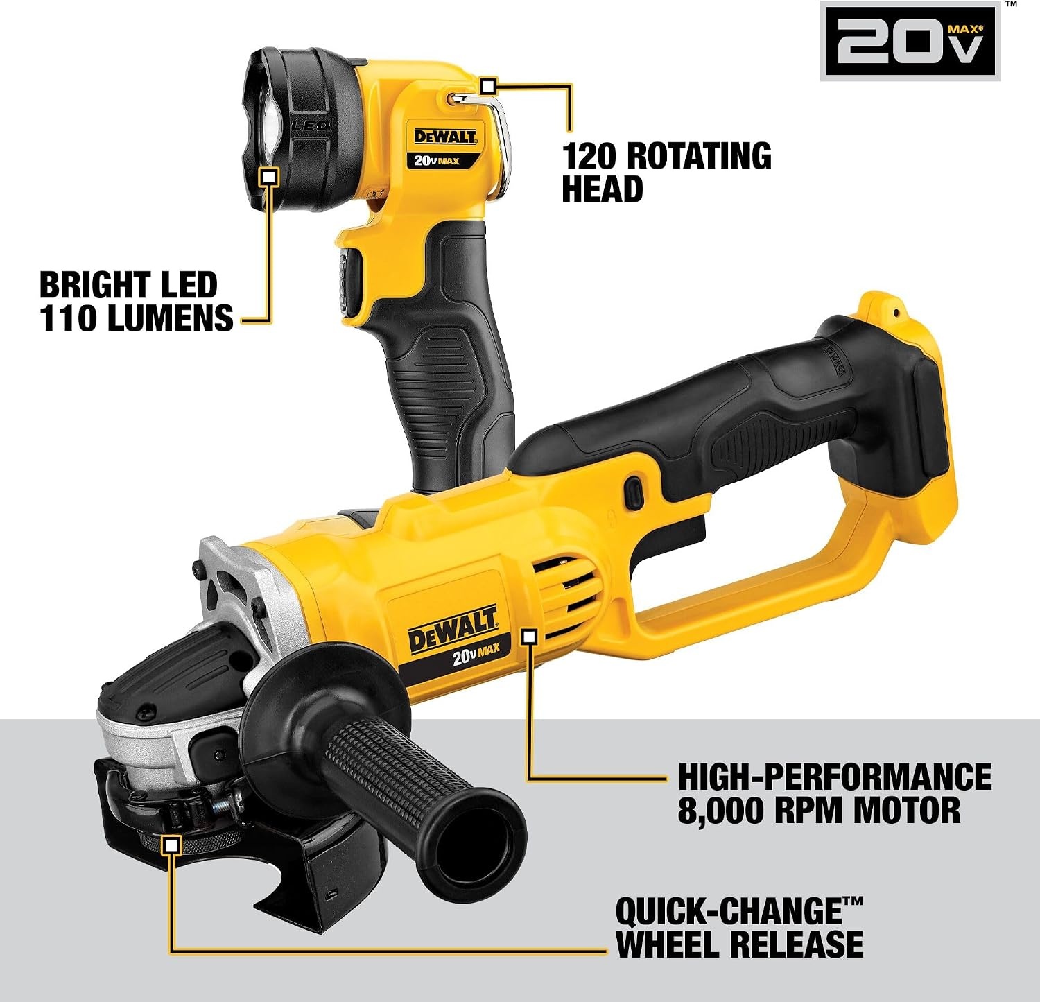 image:imageDEWALT 20V MAX Power Tools 9 Cordless Tool Combo Impact and Drill Driver Oscillating Tool GrinderCircular and Reciprocating SawRight Angle DrillSpeakerLED Light 2 BatteriesCharger DCK940D2Standard 2 batts