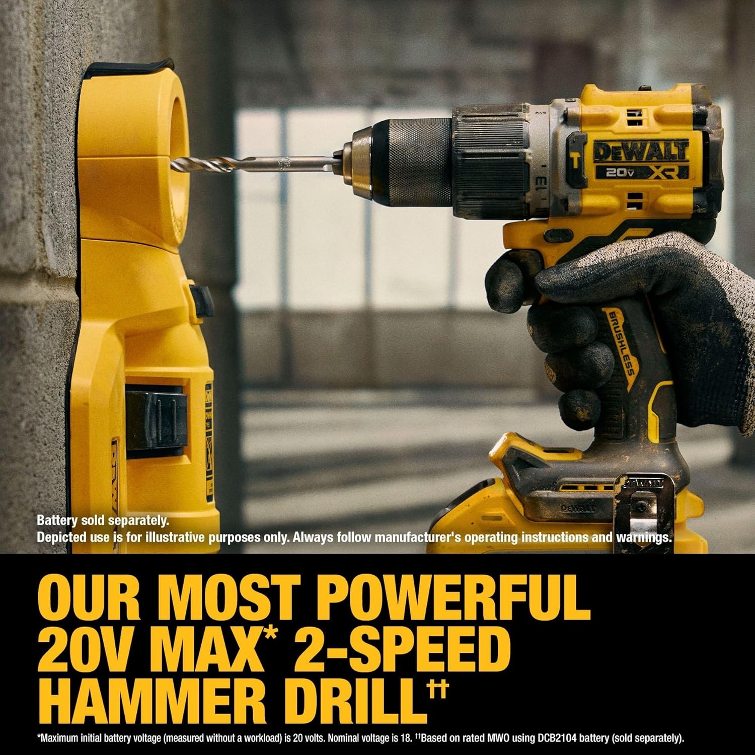 image:imageDEWALT 20V MAX XR 12 in Brushless Cordless Hammer Drill Kit With 5AH Battery and Charger DCD806H1