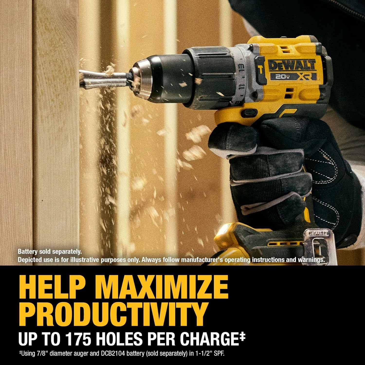 image:imageDEWALT 20V MAX XR 12 in Brushless Cordless Hammer Drill Kit With 5AH Battery and Charger DCD806H1