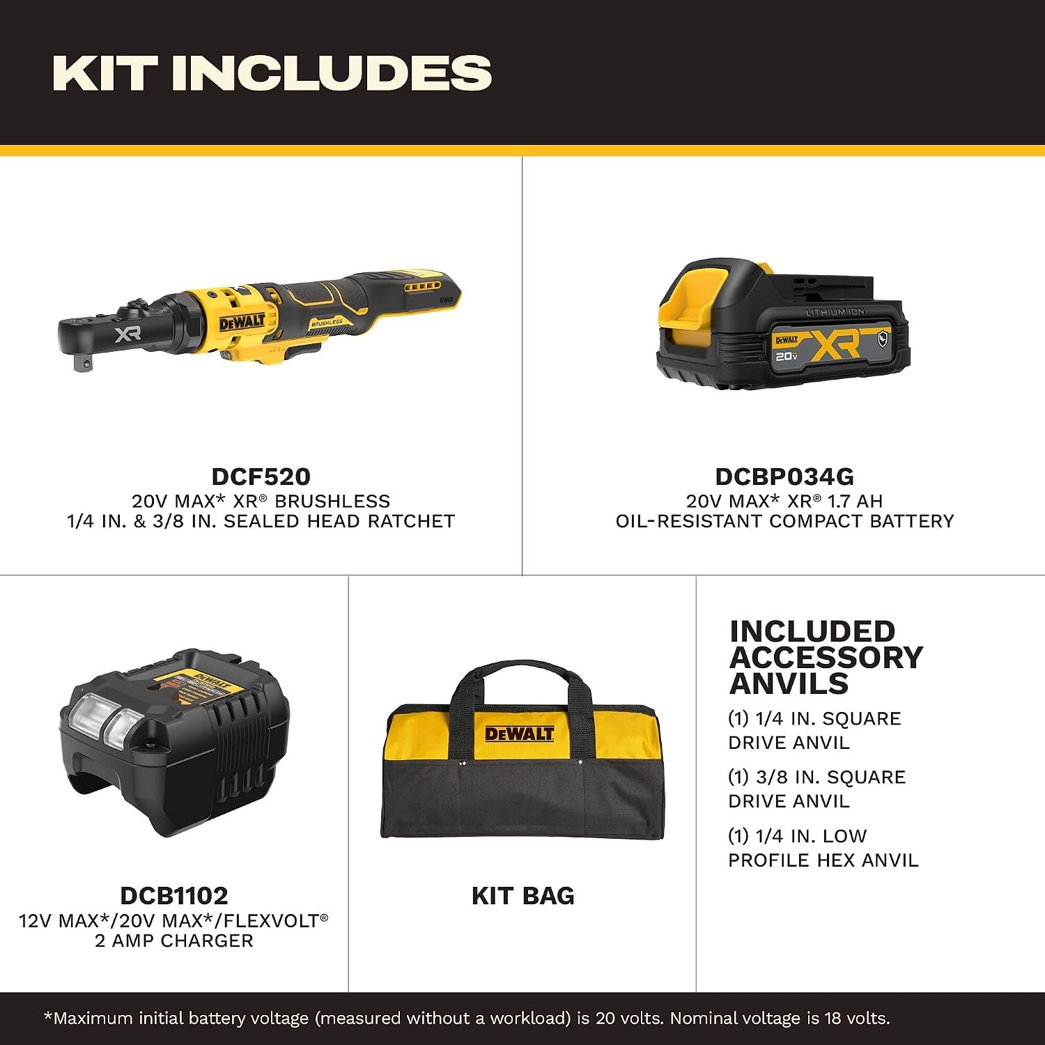 image:imageDEWALT 20V MAX XR Brushless 14 in amp 38 in Sealed Head Ratchet Kit DCF520GE1