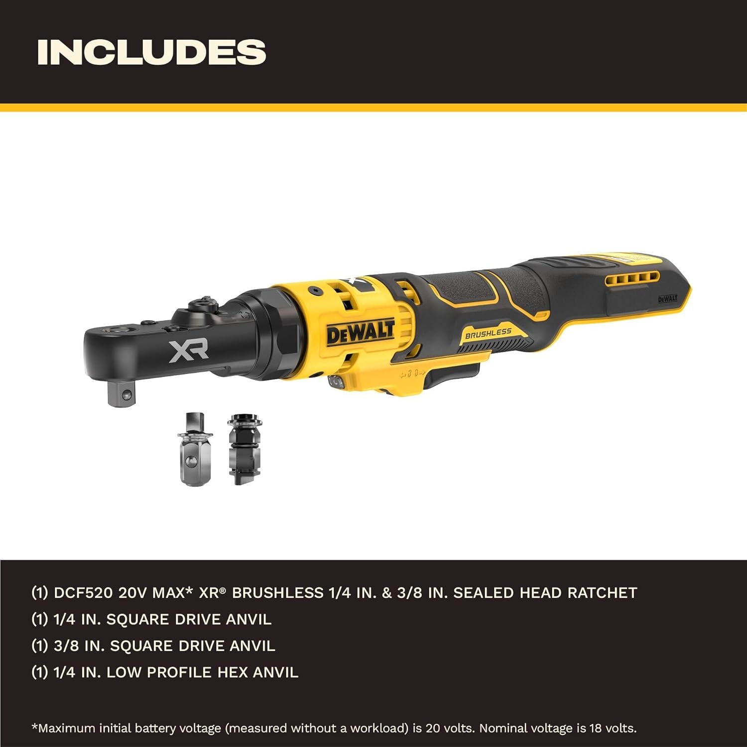image:imageDEWALT 20V MAX XR Brushless 14 in amp 38 in Sealed Head Ratchet Tool Only DCF520B