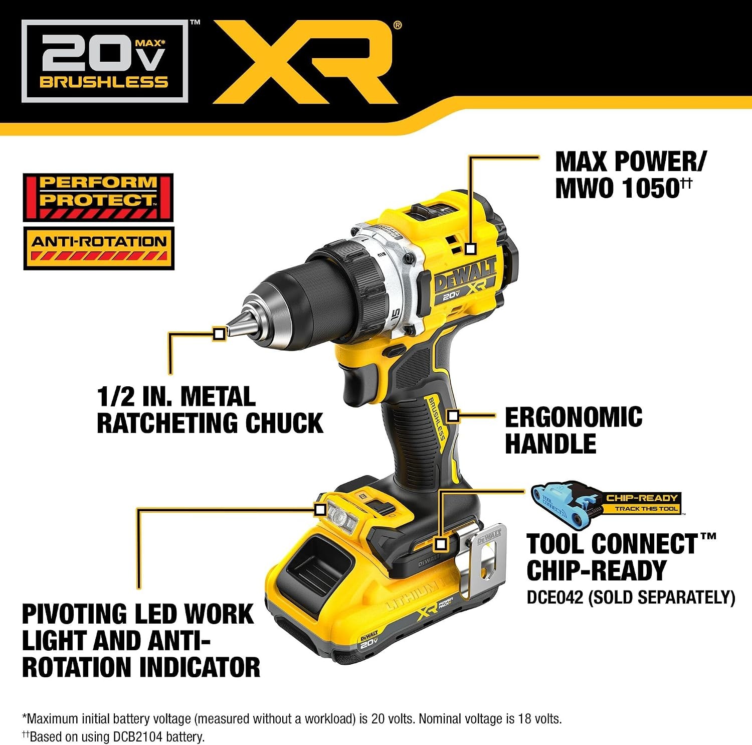 image:imageDEWALT 20V MAX XR Brushless Cordless 12 in Drill Driver Kit With DEWALT POWERPACK Batteries and Charger DCD801QQ2