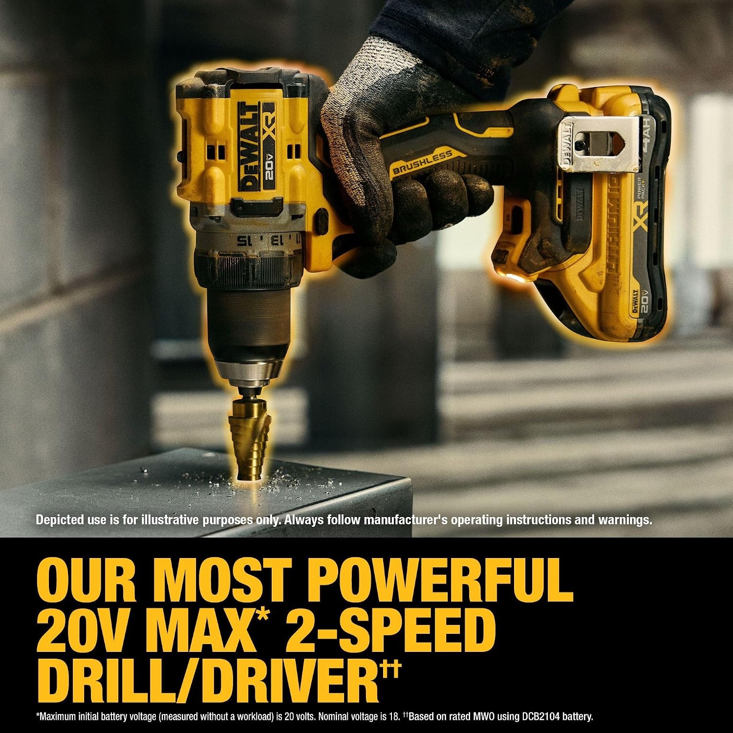 image:imageDEWALT 20V MAX XR Brushless Cordless 12 in Drill Driver Kit With DEWALT POWERPACK Batteries and Charger DCD801QQ2