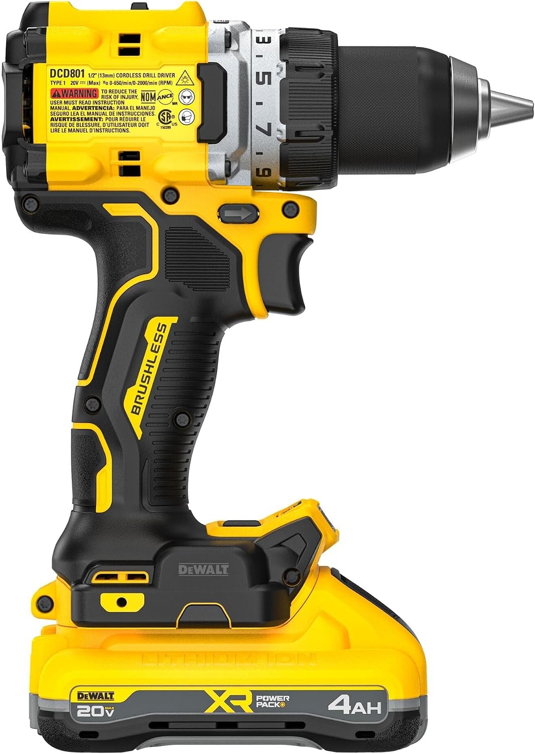 image:imageDEWALT 20V MAX XR Brushless Cordless 12 in Drill Driver Kit With DEWALT POWERPACK Batteries and Charger DCD801QQ2