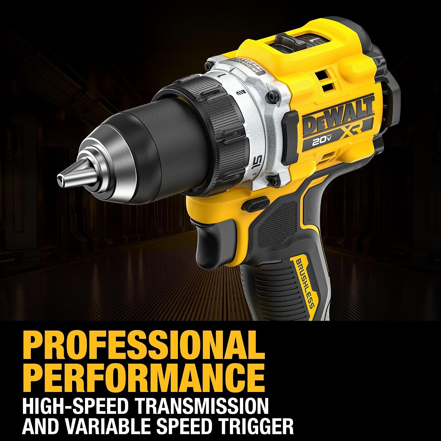 image:imageDEWALT 20V MAX XR Brushless Cordless 12 in Drill Driver Kit With DEWALT POWERPACK Batteries and Charger DCD801QQ2
