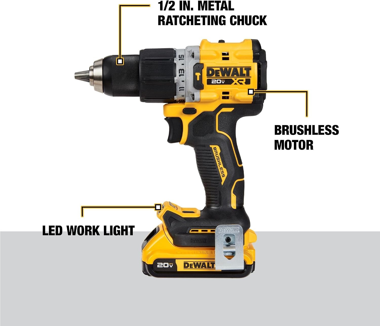 image:imageDEWALT 20V MAX XR Brushless Cordless 12 in Hammer DrillDriver Kit DCD805D2 Yellow