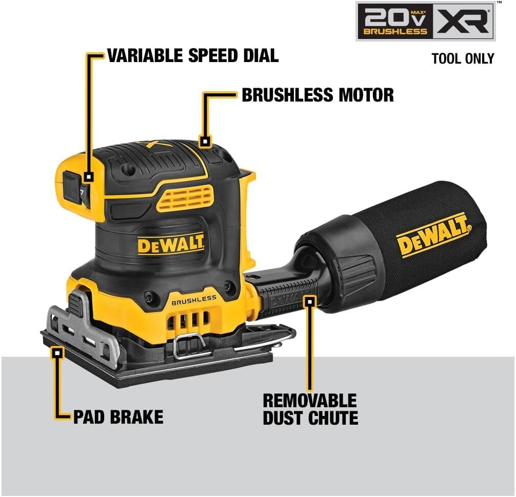 image:imageDEWALT 20V MAX XR Brushless Cordless 14 Sheet Variable Speed Sander Tool Only DCW200BSander Only