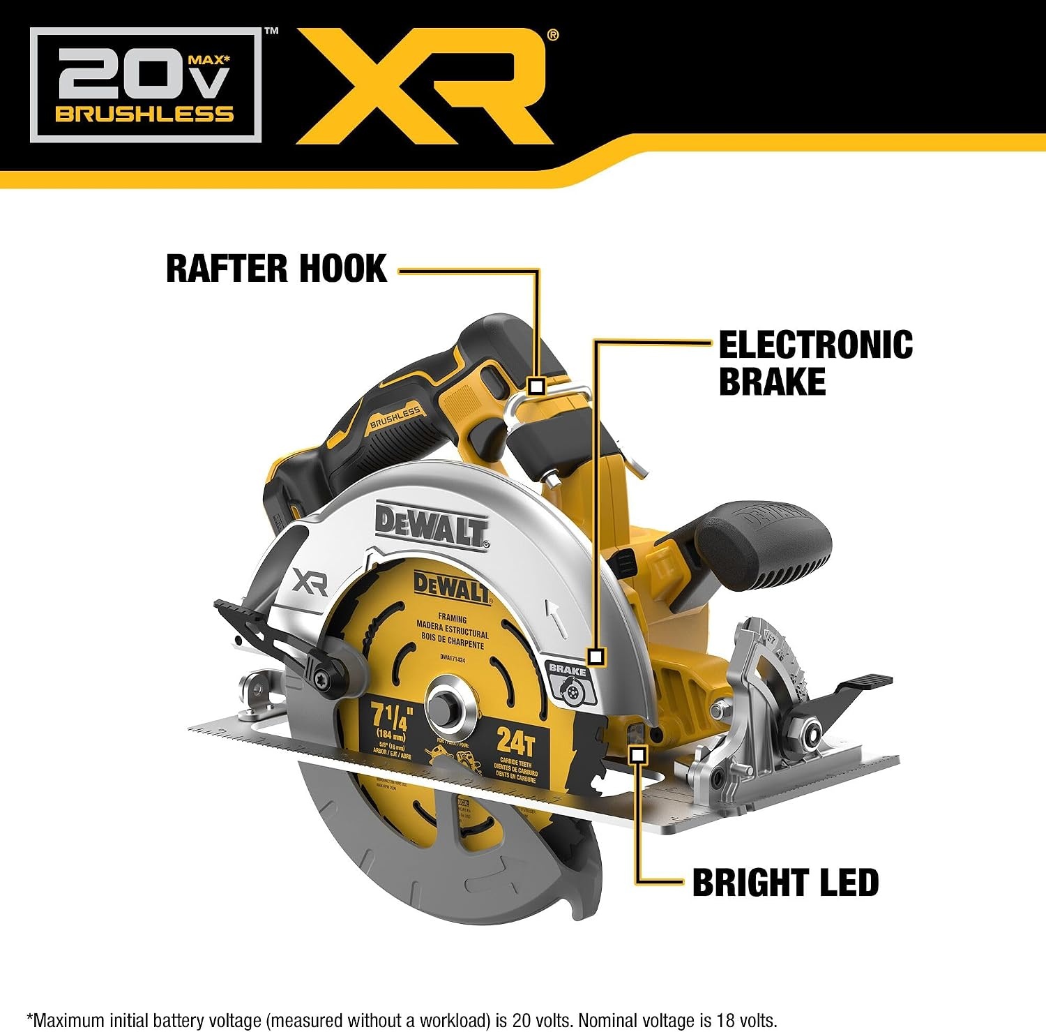 image:imageDEWALT 20V MAX XR Brushless Cordless 714 in Circular Saw Tool Only DCS590B