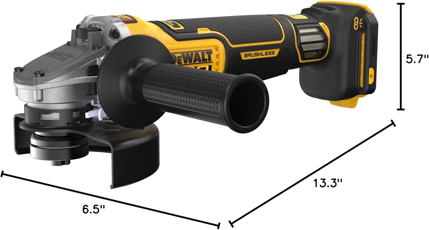 image:imageDEWALT 20V MAX XR Brushless Cordless Angle Grinder 412 in 5 in Variable Speed AntiRotation Paddle Switch Tool Only DCG410VSB