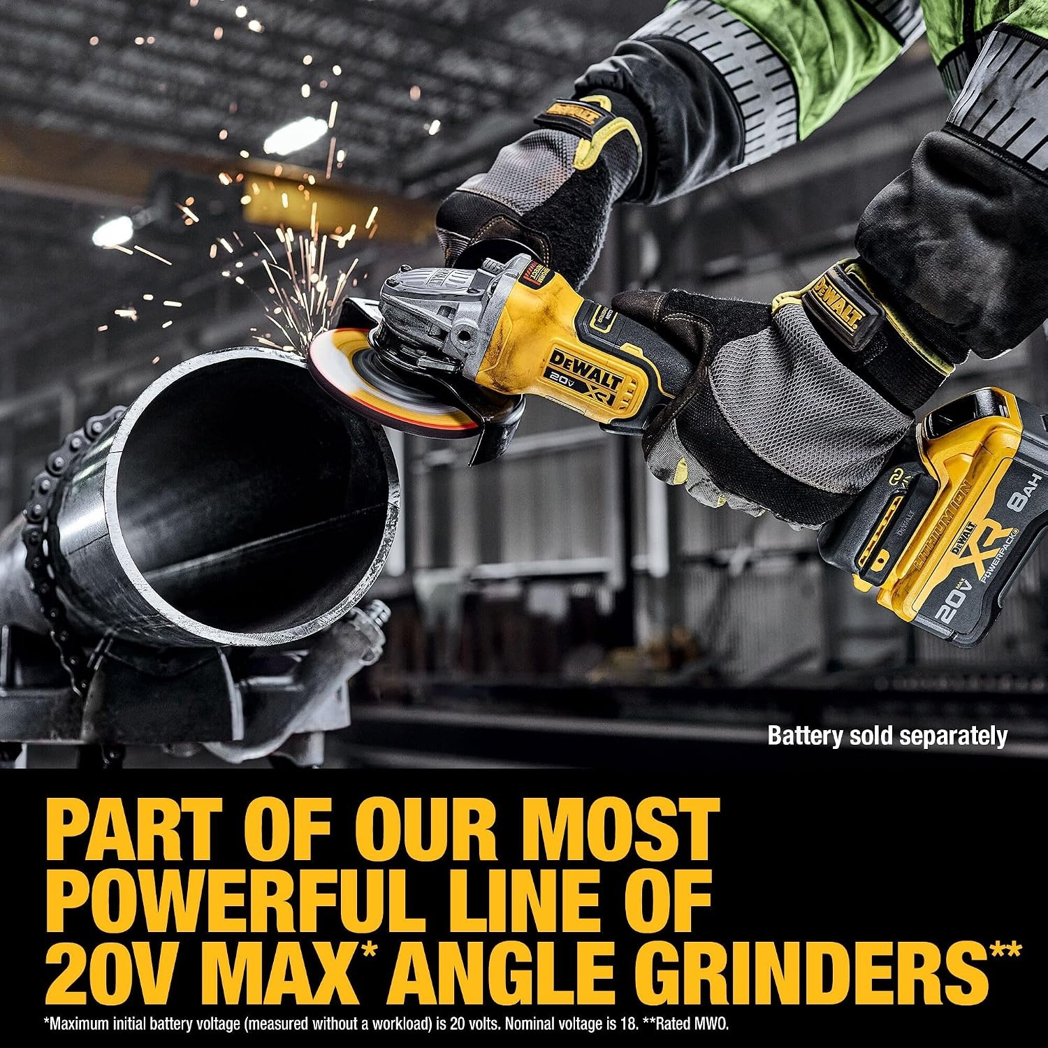 image:imageDEWALT 20V MAX XR Brushless Cordless Angle Grinder 412 in 5 in Variable Speed AntiRotation Paddle Switch Tool Only DCG410VSB