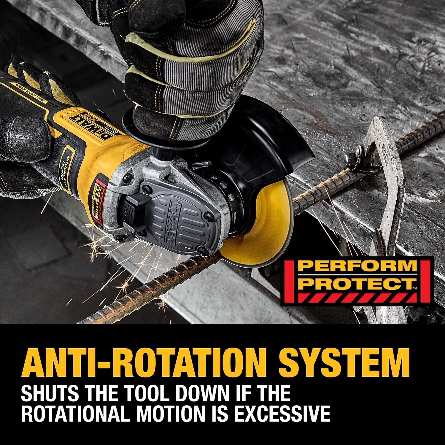 image:imageDEWALT 20V MAX XR Brushless Cordless Angle Grinder 412 in 5 in Variable Speed AntiRotation Paddle Switch Tool Only DCG410VSB