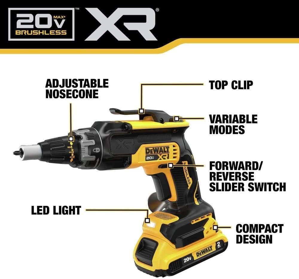 image:imageDEWALT 20V MAX XR Brushless Drywall Screw Gun and CutOut Tool Combo Kit with 2 Batteries and Charger Included DCK265D2