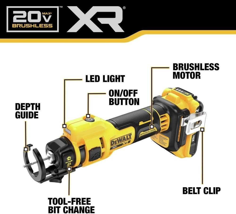 image:imageDEWALT 20V MAX XR Brushless Drywall Screw Gun and CutOut Tool Combo Kit with 2 Batteries and Charger Included DCK265D2