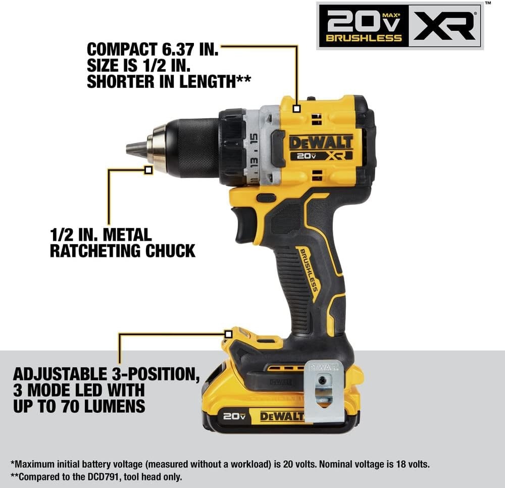 image:imageDEWALT 20V MAX XR Cordless 12 in DrillDriver and 14 in Impact Driver Kit with 2 2Ah Batteries amp Charger DCK248D2
