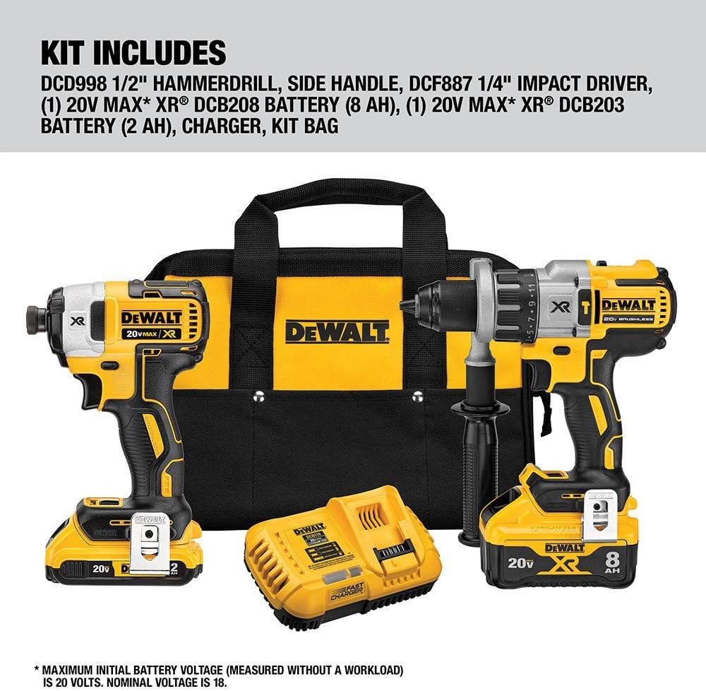image:imageDEWALT 20V MAX XR Cordless Drill Combo Kit Hammer Drill amp Impact Driver with Battery and Charger Included Power Detect Technology DCK299D1W1