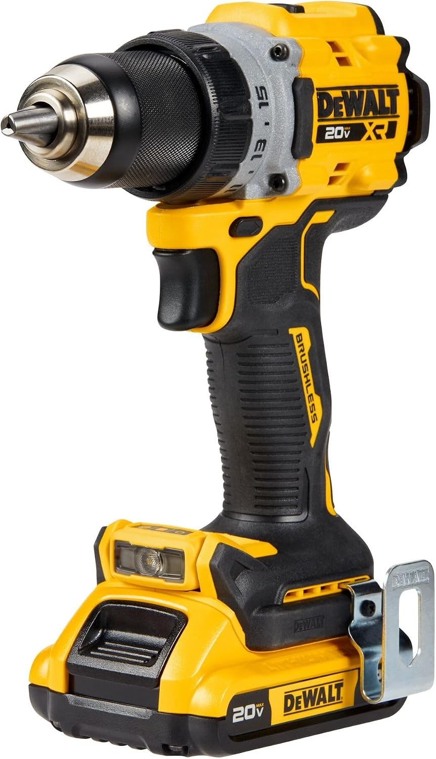 image:imageDEWALT 20V MAX XR Cordless DrillDriver Kit Brushless Compact with 2 Batteries and Charger DCD800D2 Compact 637 in Head Metal Ratcheting Chuck 2Speed Up to 2 000 Rpm Kit 220ah Batts and Charger 2 Batteries