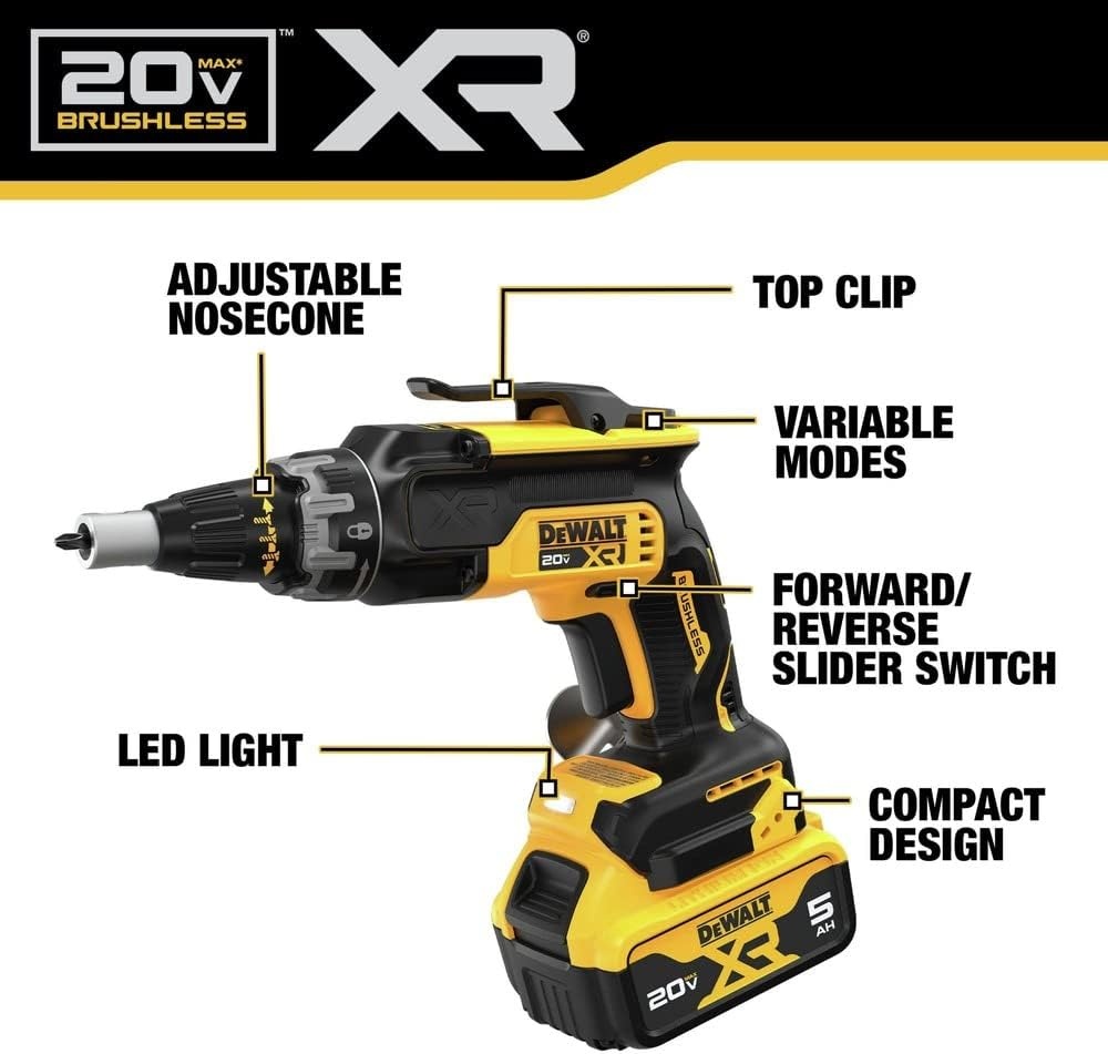 image:imageDEWALT 20V MAX XR Drywall Screw Gun and Impact Driver Power Tool Combo Kit 2 Batteries and Charger Included DCK268P2