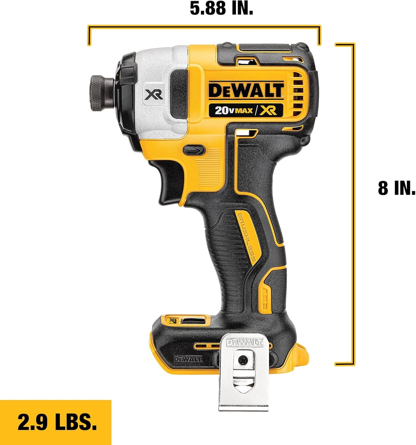 image:imageDEWALT 20V MAX XR Impact Driver 14 Inch High Torque Brushless 3 Speed Premium Cordless with LED Light Extended Runtime Tool Only DCF845B20V MAX XR Impact Driver Bare Tool