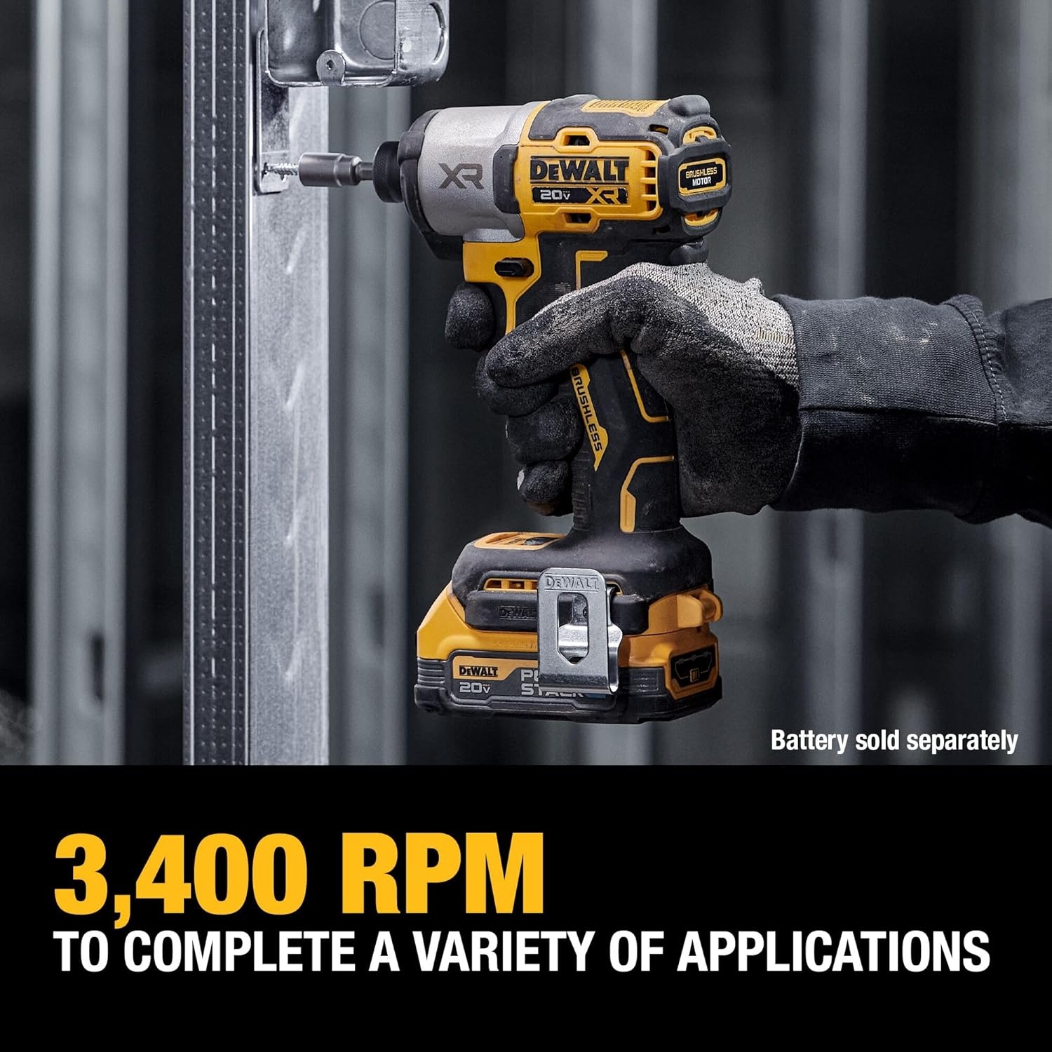 image:imageDEWALT 20V MAX XR Impact Driver 14 Inch High Torque Brushless 3 Speed Premium Cordless with LED Light Extended Runtime Tool Only DCF845BNEW 20V MAX XR Impact Driver Bare Tool