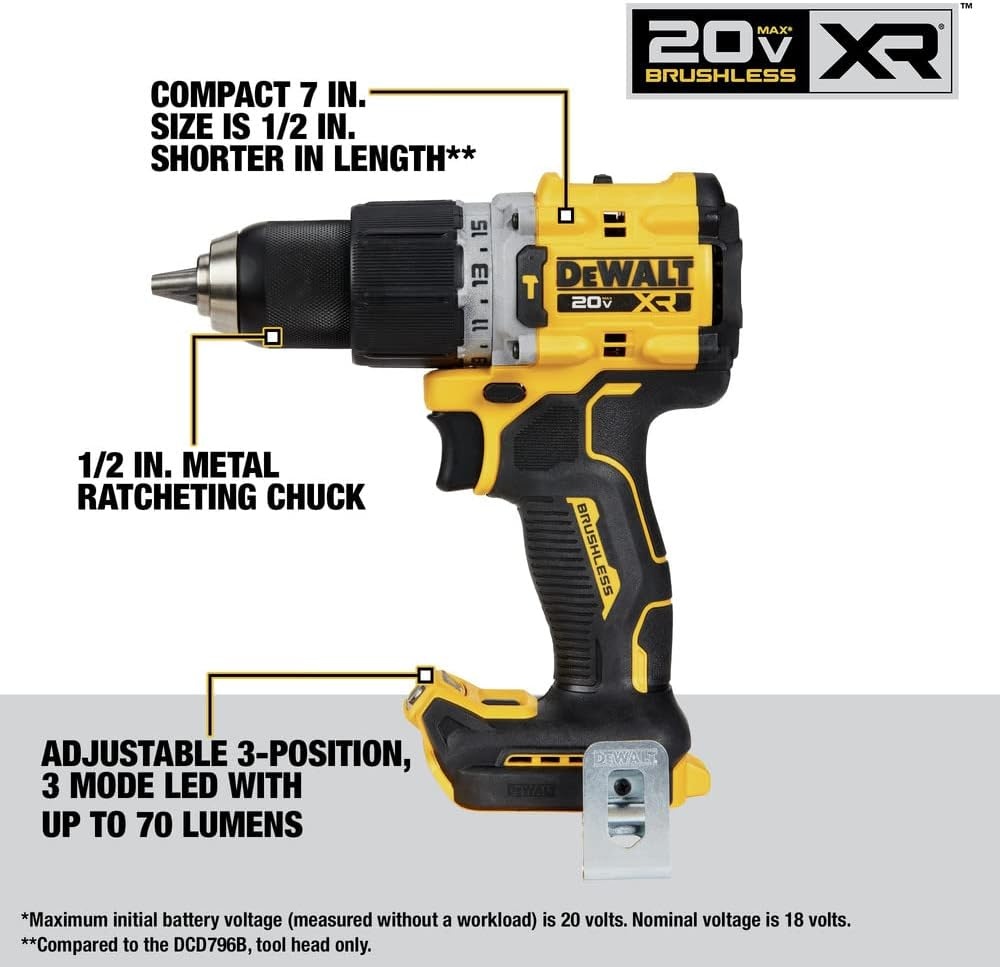 image:imageDEWALT 20V MAX XR Power Tools Combo Kit Hammer Drill Impact Driver Reciprocating Saw and Work Light 4TOOL DCK449P2