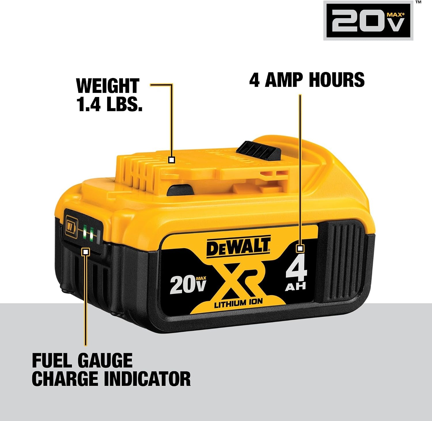 image:imageDEWALT 20V Max Battery 4 Pack Includes 2 x 50Ah Extended Runtime Batteries and 2 x 20Ah Compact Batteries DCB235440 Ah 20 Ah