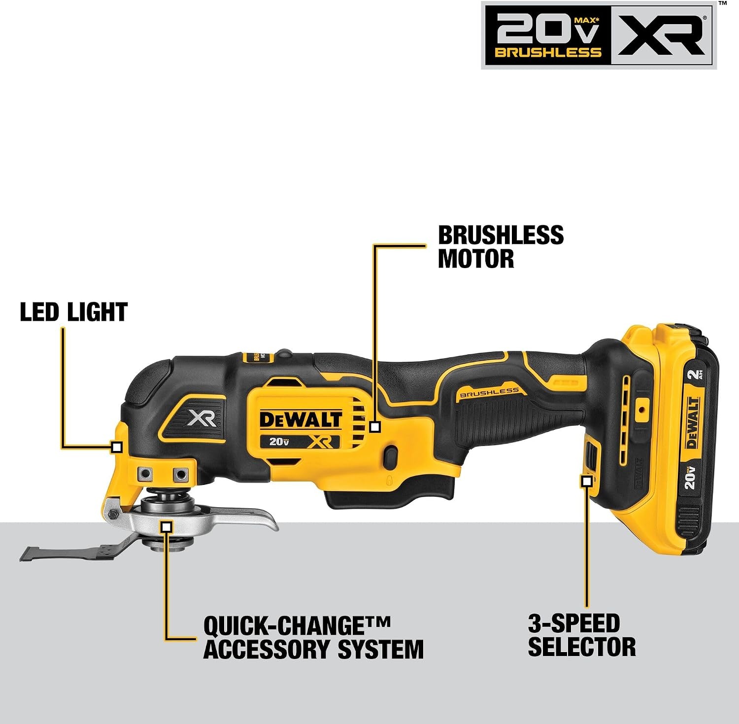 image:imageDEWALT 20V Oscillating Tool Cordless Wood Blades Sandpaper Tool Bag Battery and Charger Included DCS356SD1One Size