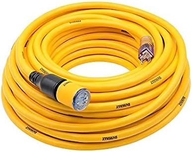 image:imageDEWALT 50 Foot Extension Cord Lighted ClicktoLock 103 SJTW Heavy Duty Outdoor Waterproof Weatherproof Heat amp Corrosion Resistant Industrial Strength Light Up Three Prong Outlet Plug Power Cord50