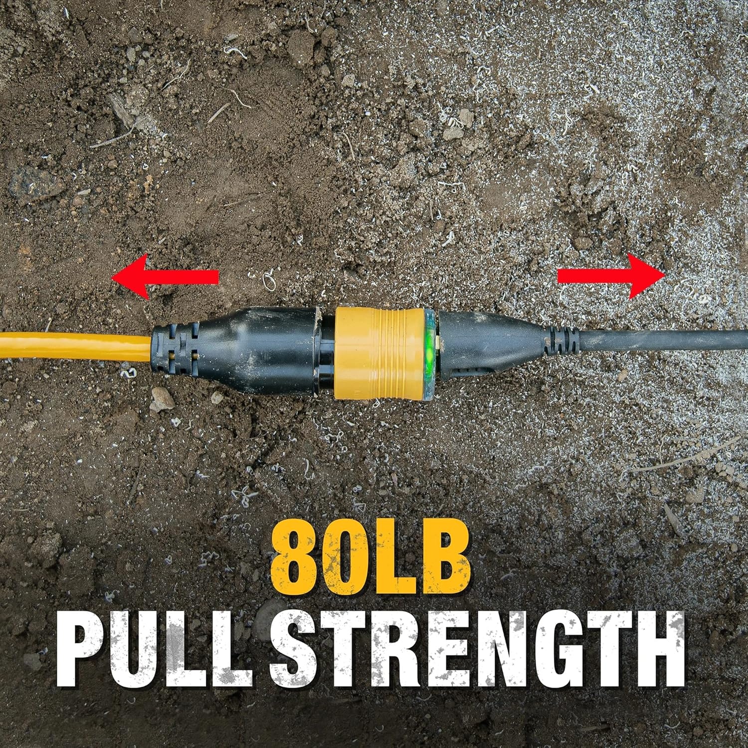 image:imageDEWALT 50 Foot Extension Cord Lighted ClicktoLock 103 SJTW Heavy Duty Outdoor Waterproof Weatherproof Heat amp Corrosion Resistant Industrial Strength Light Up Three Prong Outlet Plug Power Cord50 ft