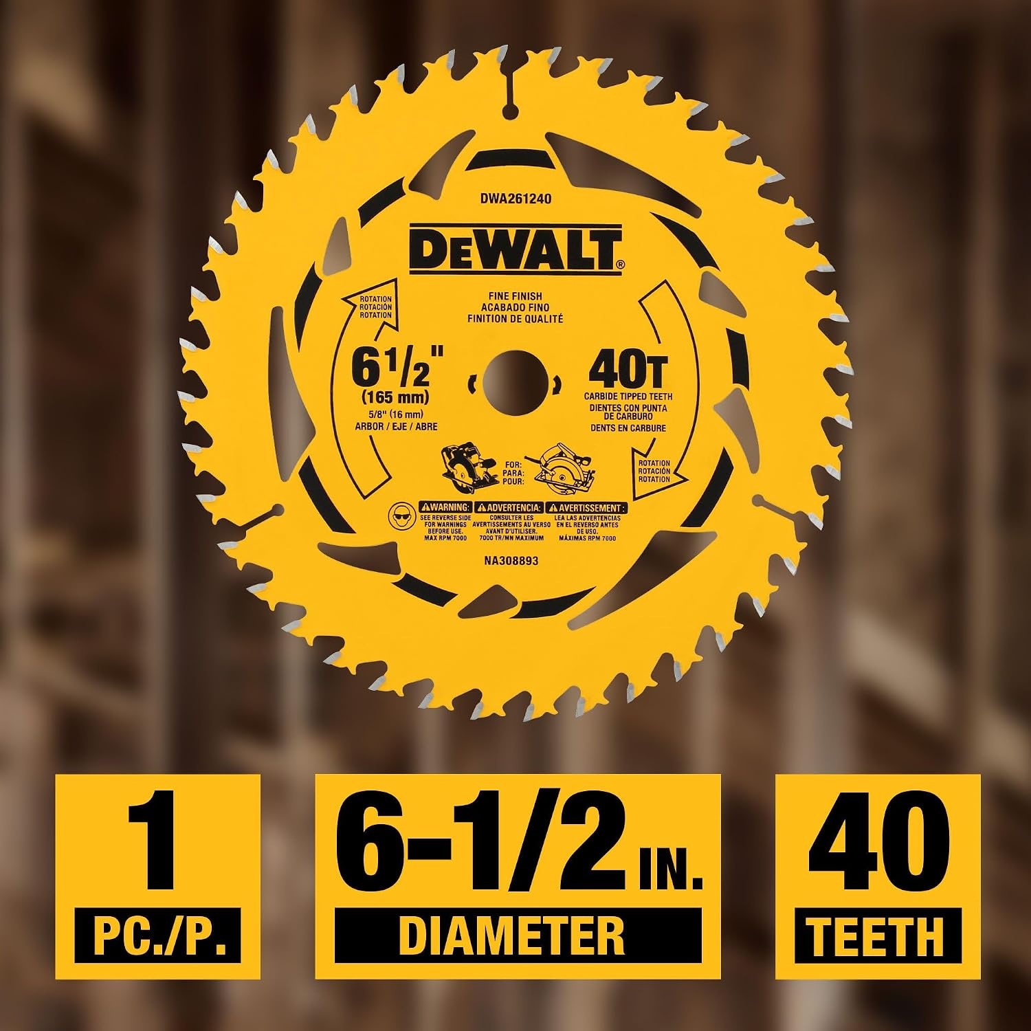image:imageDEWALT 612 in 40T Circular Saw Blade DWA261240
